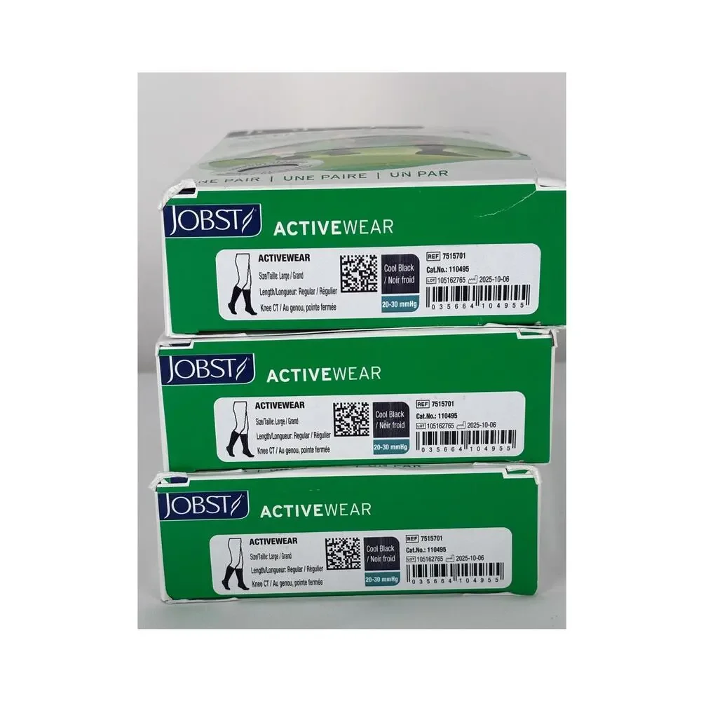 JOBST Activewear Sport Knee High Compression Stockings 20-30mmHg Black Large